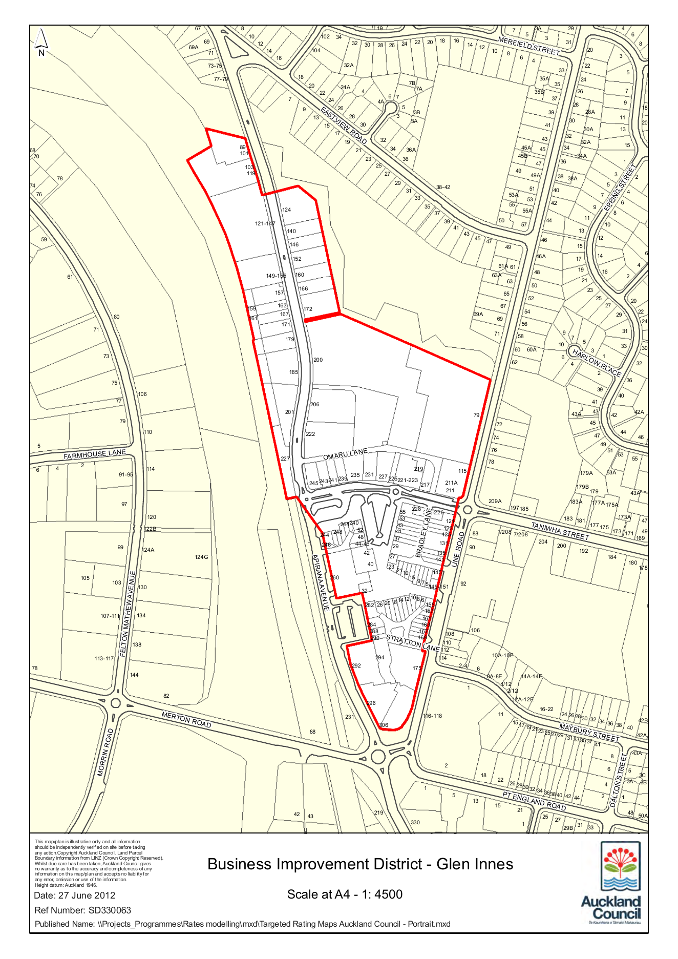 Glen Innes town-centre business area map